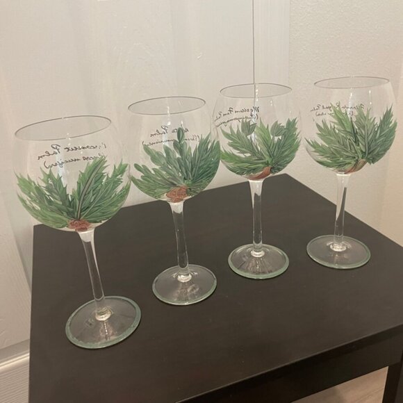 VINTAGE HAND PAINT WINE GLASSES PALM TREES VERSATILE DRINKS FUN STYLE TROPICAL - Picture 11 of 16